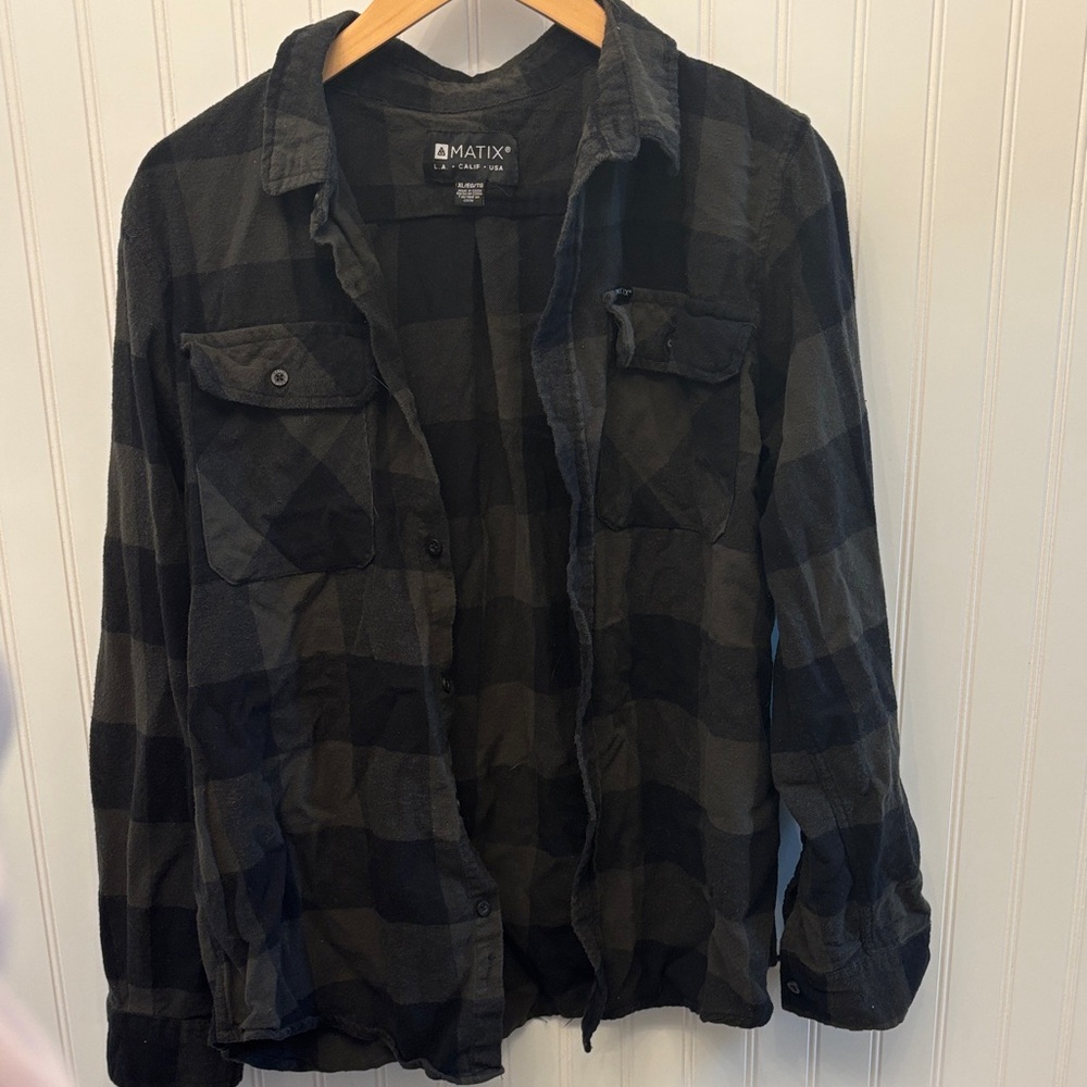 Matix Men's Dark Checkered Shirt Flannel
